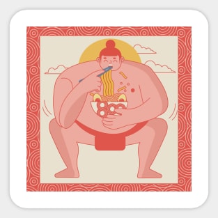 Sumo eating ramen Sticker